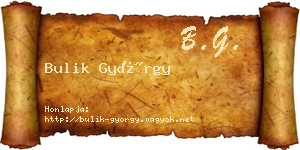 Bulik György névjegykártya
